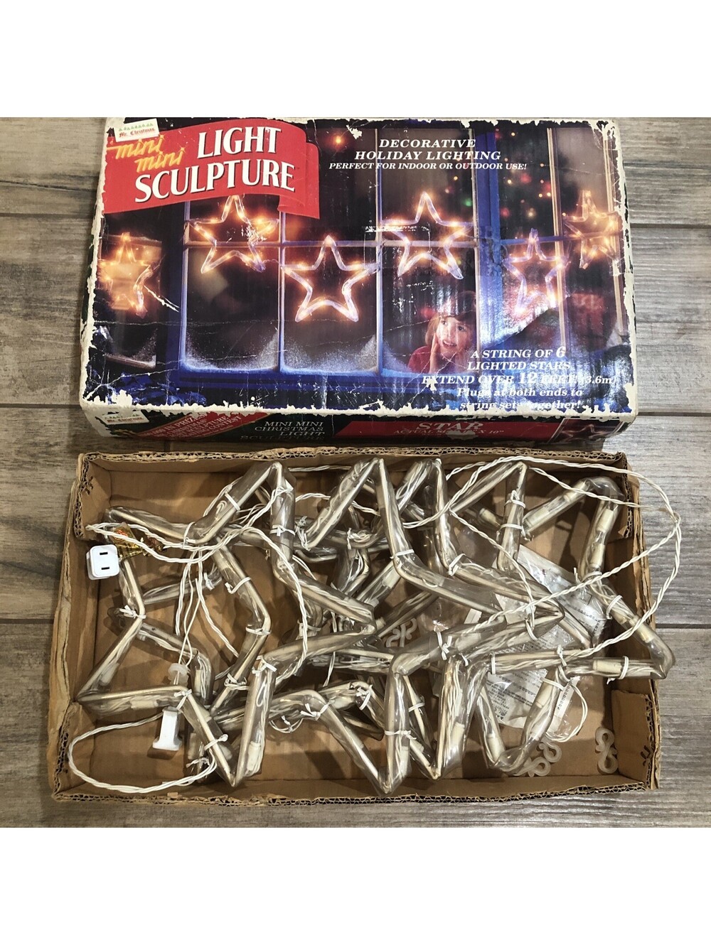 Vintage Mr. Christmas Mini Light Sculpture Stars String Of 6 10" x 10" 1995 READ